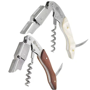 2 Packungen Doppelklappbarer Weinflaschenöffner Korkenzieher Schlüssel Edelstahl (braun & weiß) - Bild 1 von 17