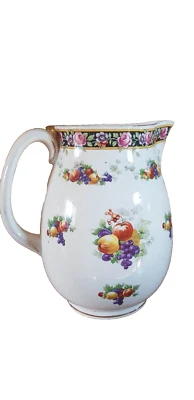 Charming Antique Victorian Fruit & flower Transfer printed Pottery cordial Jug - Image 1 of 4