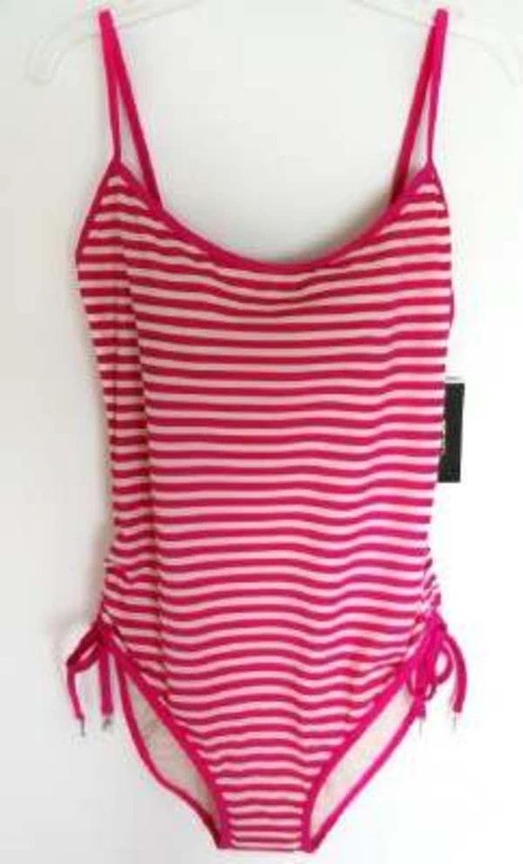 Traje de baño Juicy Couture para mujer rosa/blanco Ana Capri a rayas Maillot (XS) NUEVO CON ETIQUETAS Foto 1 de 1