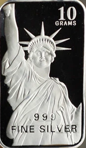 USA / STATUE of LIBERTY / .999 FINE SILVER 10 GRAMM / CASE / 29mm x 50mm / M70 - Bild 1 von 7