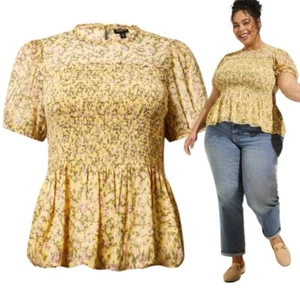 TORRID Chiffon Ruffle Mock Neck Smocked Crop Top NWT Size 2X - Picture 1 of 6