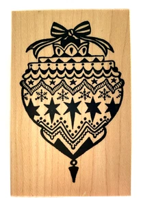 New Made in the USA - ORNATE ORNAMENT- Wood Mounted Rubber Stamp - Picture 1 of 3