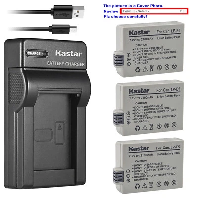 Kastar Battery Slim Charger for Canon LP-E5 LC-E5 & Canon EOS Rebel T1i Camera