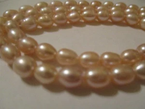 Cuentas de perlas de melocotón crema ligera de 2 ~ 14" pulgadas de cadena 6 x 4 mm 8p1 - Imagen 1 de 6