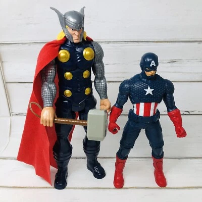 Marvel Thor 12" Figura de Acción Capitán América 9" Lote de 2 Foto 1 de 4