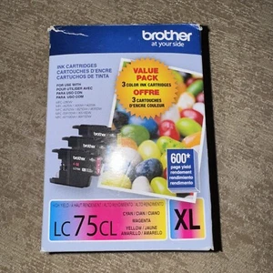 Brother LC75-3PKS Combo Pack Ink High Yield (3x 600 Yield)(C/M/Y) New & Sealed  - Picture 1 of 5