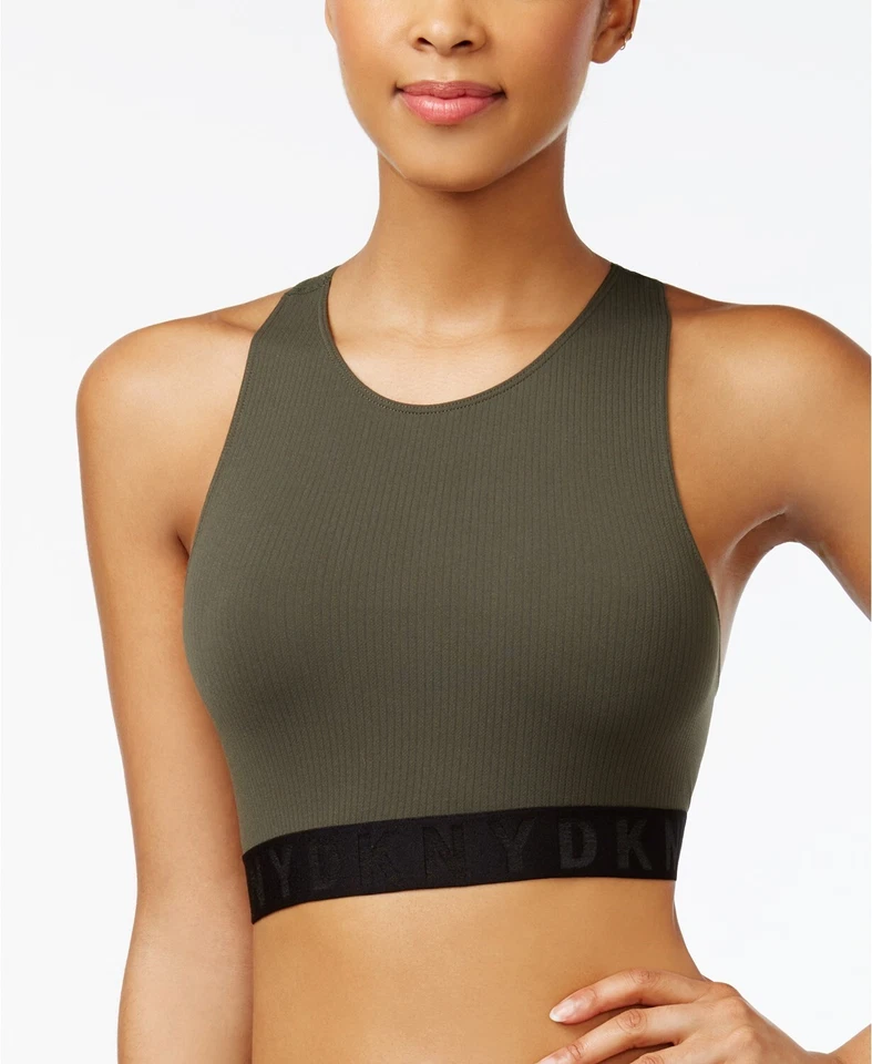 DKNY 268233 женщин зеленый бесшовный Litewear ребро укороченный верхний бюстгальтер размер S - Изображение 1 из 2