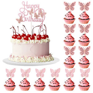Cupcake Decoration Glitter Favor Birthday Party Cake Topper Set Durable