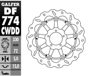Bremsscheibe vorne Galfer WAVE FLOAT CP R DT 330x5 Ducati Multistrada V4 RS 2024 - Bild 1 von 1