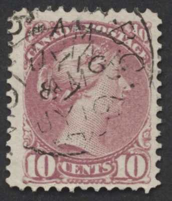 Canada #40a 10c SQ Magenta Shade P12 F-VF Used Victoria BC CDS AM JY 16 87 - Image 1 of 2