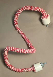 Flexible Bird Rope Perch PINK Parot Parakeet Pet Cage Mounted HANDCRAFTED 1/KIND - Picture 1 of 6