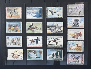 17 Duck Stamps F-VF Used Signed USA 1957, 1960-1971, 1974-1976 Nice Lot - Picture 1 of 2