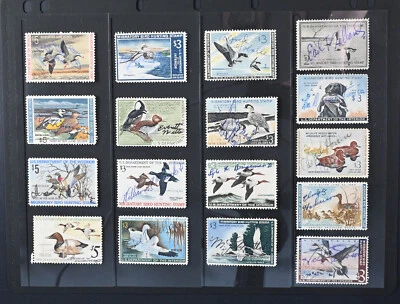 17 Duck Stamps F-VF Used Signed USA 1957, 1960-1971, 1974-1976 Nice Lot - Image 1 of 2