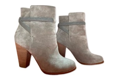 JOIE Anthropologie Rigby Suede All Leather Ankle Boots Booties Block Heel Sz 7 - Image 1 of 4