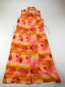 Abito donna Sag Harbor Petite taglia 12P motivo hawaiano bottoni davanti Estilo tramonto - Foto 1 di 10