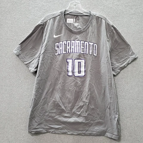 Sacramento Kings Men Shirt 2XL Gray Nike Tee #10 Sabonis Short Sleeve Crew Neck Cover