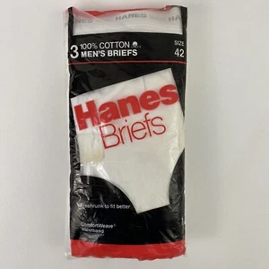 Vintage 1987 Hanes Men's Size 42 Cotton Briefs 3 Pack Underwear Sealed 2 - Picture 1 of 4