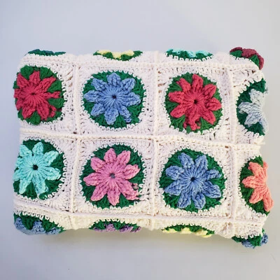 Manta Afghan Throw 67x38" Multicolor Flor Flecos Casa Primavera De Colección Foto 1 de 4