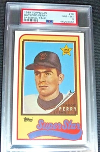 1989 TOPPS BASEBALL TALK ~ GAYLORD PERRY 1962 SUPER STAR #18 PSA 8 - Picture 1 of 1
