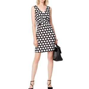 INC NEU Damen schwarz vorne gekreuzte Details Punkte-Print Etuikleid XXL TEDO - Bild 1 von 2