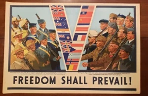 Ww2 British Freedom Shall Prevail Poster - Original - Picture 1 of 5