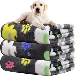 3 Pack Paw Print Dog & Cat Throw Blankets, Soft & Machine Washable, 41x31 inches - Picture 1 of 6