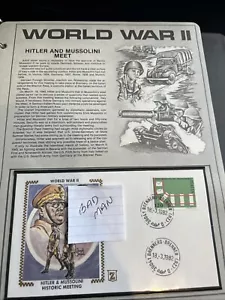 World War 2 Zaso Silk Cachet FDC Hitler And Mussolini Meet 1982 - Picture 1 of 3