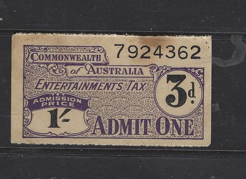 AUSTRALIA REVENUE 1946 ENTERTAINMENT TAX 3d ON SHILLING Cover
