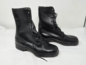 VINTAGE RO SEARCH PJ 8-1972 BLACK LEATHER US ARMY JUNGLE COMBAT MEN'S BOOTS 8.5R - Picture 1 of 9