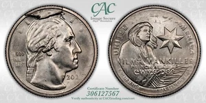 Wilma Mankiller Quarter Error 2022 "P" Retained Cud & Major Die Crack  AU-58 CAC - Picture 1 of 3