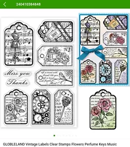 Retro tag Sewing clear stamps texture card clay FAST Free Ship - Picture 1 of 2