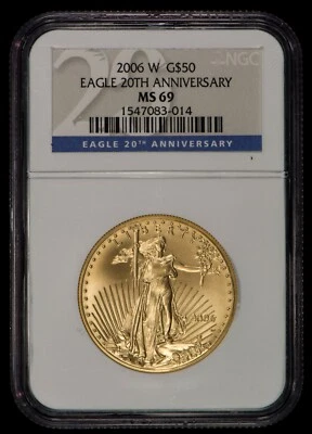 2006-W G$50 1 oz American Gold Eagle Coin - 20th Anniversary - NGC MS 69 - G1016 - Image 1 of 4