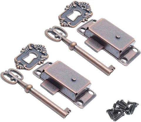 Bokwin Cabinet Cupboard Decorative Lock, Furniture Lock Vintage Lock for Jewelry Cover