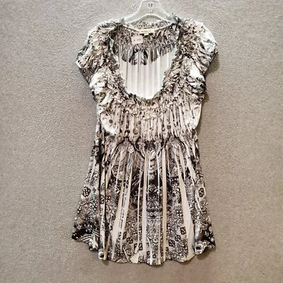 Blusa túnica One World para mujer XL blanca cachemira manga corta cuello redondo Foto 1 de 4