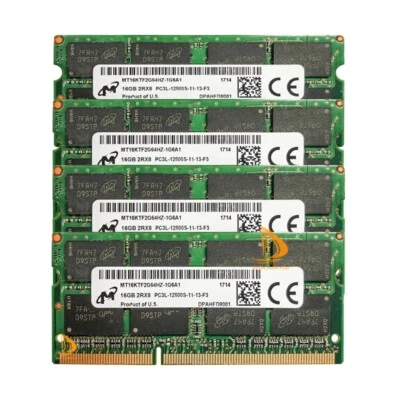 Micron 4x 16GB 2RX8 PC3L-12800S DDR3-1600Mhz 1,35-V-Laptop-SO-DIMM-RAM-Speicher - Bild 1 von 4