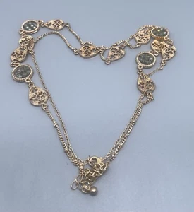 Collana pendente con ciondolo cerchio 40 pollici tono oro - Foto 1 di 5