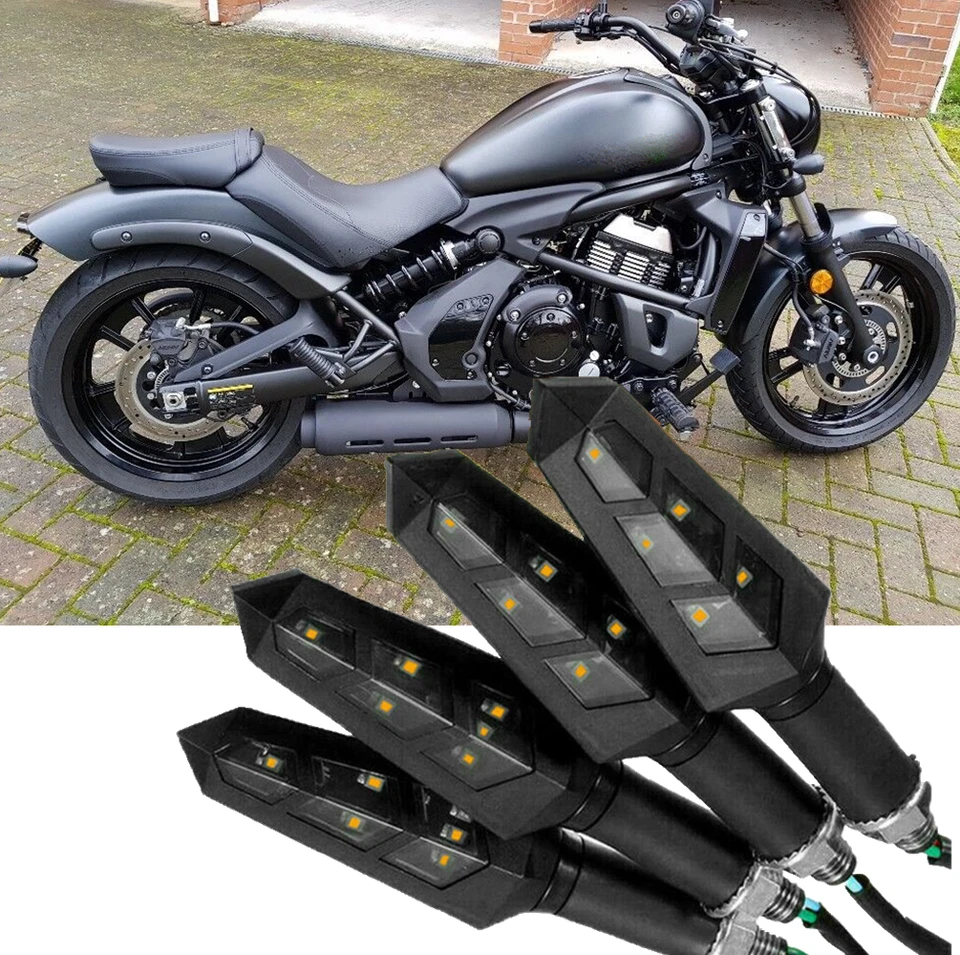 Motorcycle LED Amber Turn Signal Lights For Kawasaki Vulcan S 650 800 900 1500 - Image 1 of 4