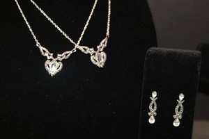 VTG AVON SILVER-TONE RHINESTONE NECKLACE PAIR AND EARRINGS - Picture 1 of 4