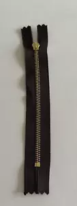 Cerniera Louis Vuitton 1101-18 nastro marrone chiaro denti oro 9 pollici nuova - Foto 1 di 9