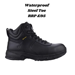 Botas de cuero S4C Guards Mid para hombre PVP £95 impermeables puntera de acero OFERTA DE REGALO GRATUITA - Imagen 1 de 7