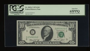 DBR 1974 $10 FRN Philadelphia Gem Fr. 2022-C PCGS 65 PPQ Serial C27638101C - Picture 1 of 2