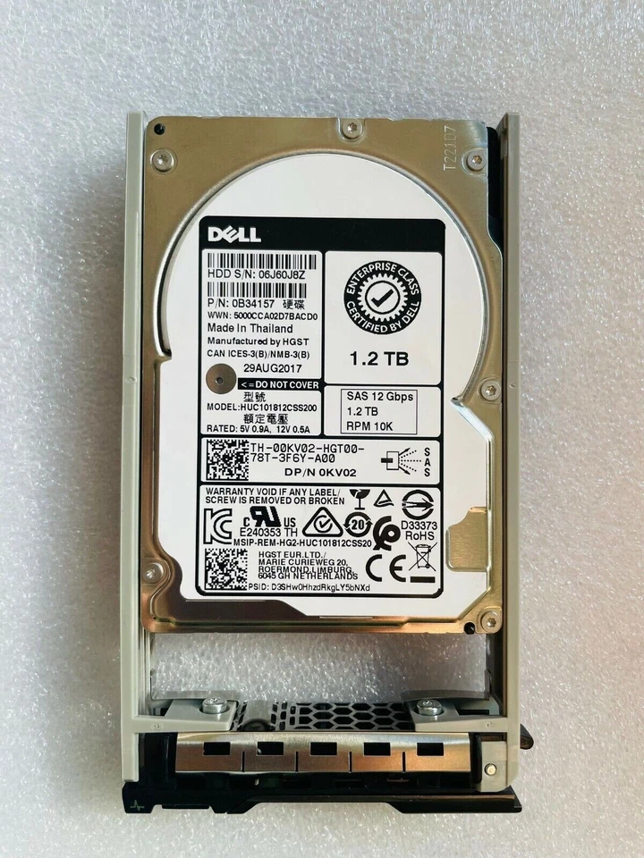 DELL 1.2TB 0KV02 10K SAS 2.5" 12G SERVER HARD DRIVE FOR R610 R620 R630 R710 R720 - Image 1 of 3