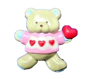 Gibson PIN Valentines Vintage BÄR Hugglesbie HERZ Girlande Teddy 1980er Brosche - Bild 1 von 2