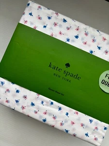 KATE SPADE 100% Cotton Percale QUEEN 4PC White Floral Print Sheet Set NEW - Picture 1 of 5