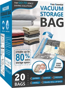 20 Pack Vacuum Storage Bags with Hand Pump for Comforters and Clothes - Picture 1 of 11