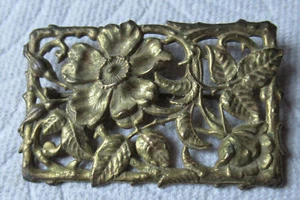Vintage Miriam Haskell gestanzte Repousse Hartriegel Blume Floral Pin Brosche - Bild 1 von 6
