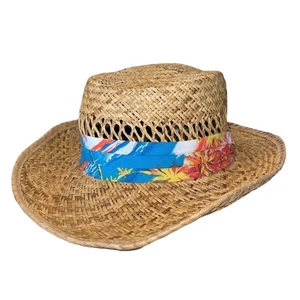 Peter Grimm Panama Hat L Straw Large Natural Tropical Golf Colorful - Picture 1 of 11