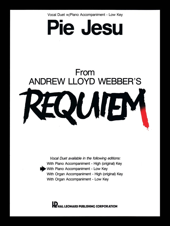 Pie Jesu Requiem for Low Voice Vocal Duet Classical Piano Sheet Music Lyrics - Image 1 of 1
