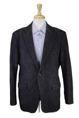 LL Bean Gray Black Gingham Check Knit Woven Blazer Jacket 42R - Image 1 of 4