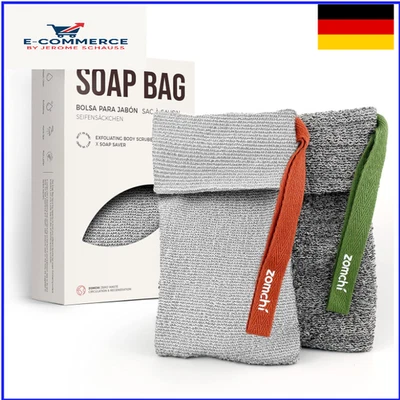 ZOMCHI 2er Seifenbeutel Doppelt weich & rau Duschschwamm mit Kordelzug - Bild 1 von 4